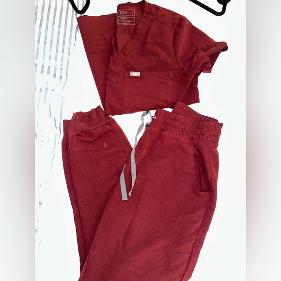 Maroon Uman high waisted joggers burgundy - Picture 2 of 2